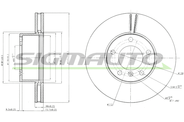 Disque de frein SIGMAUTO DBB891V