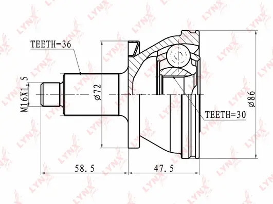 Jeu de joints, arbre de transmission LYNXAUTO CO-1227