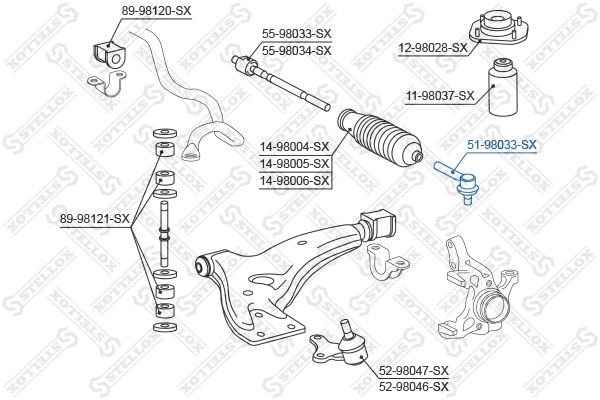 Rotule de barre de connexion STELLOX 51-98033-SX