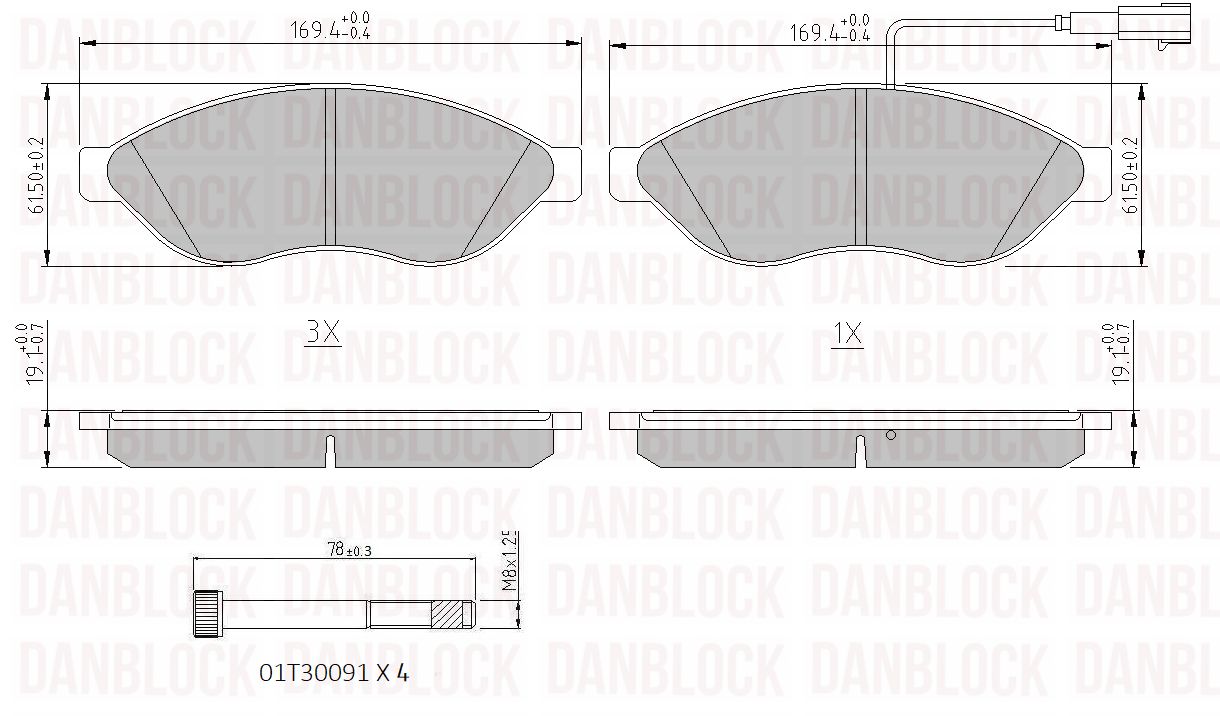 Kit de plaquettes de frein, frein à disque DANBLOCK DB 510515
