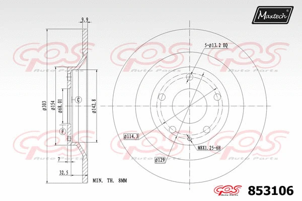 Disque de frein MAXTECH 853106