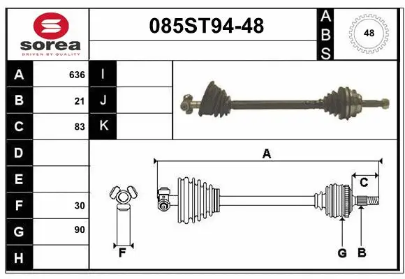 Arbre de transmission STARTCAR 085ST94-48