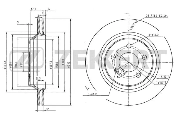 Disque de frein ZEKKERT BS-6126B