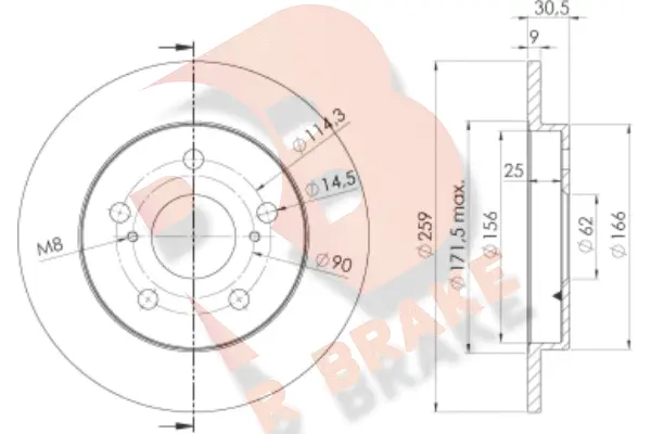 Disque de frein R BRAKE 78RBD22889
