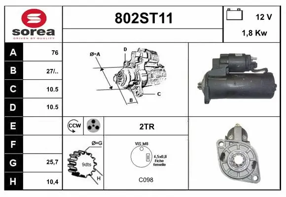 Démarreur STARTCAR 802ST11