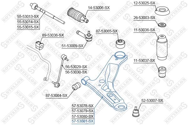 Bras de liaison, suspension de roue STELLOX 57-53081-SX