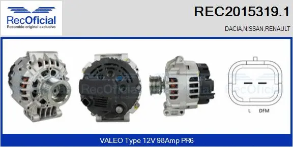 Alternateur RECOFICIAL REC2015319.1