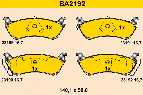 Kit de plaquettes de frein, frein à disque BARUM BA2192