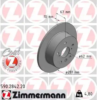 Disque de frein ZIMMERMANN 590.2842.20