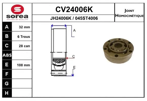 Jeu de joints, arbre de transmission EAI CV24006K