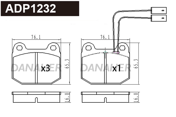 Kit de plaquettes de frein, frein à disque DANAHER ADP1232