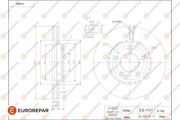 Disque de frein EUROREPAR 1684307580