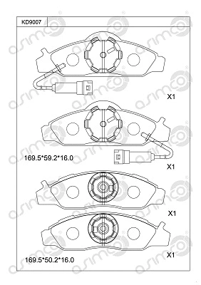 Kit de plaquettes de frein, frein à disque ASIMCO KD9007