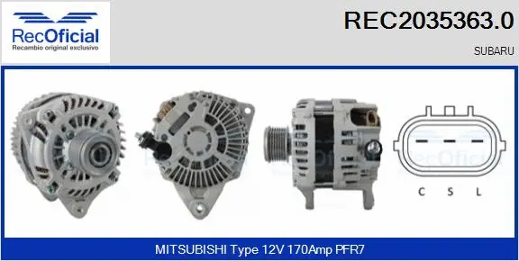 Alternateur RECOFICIAL REC2035363.0