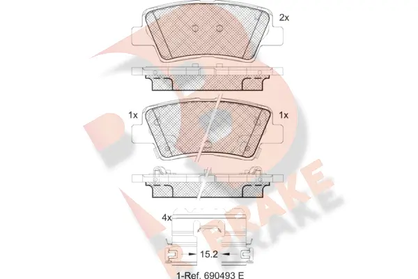 Kit de plaquettes de frein, frein à disque R BRAKE RB2036-066