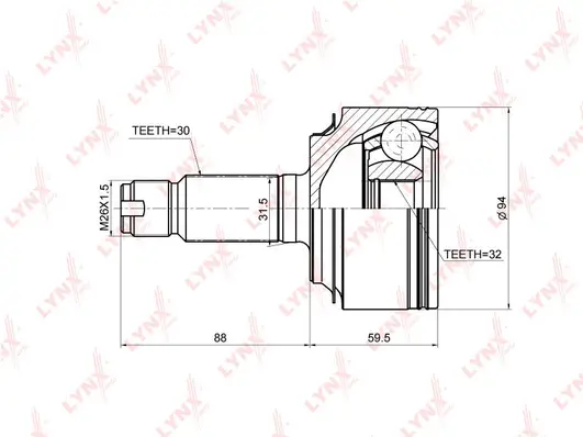 Jeu de joints, arbre de transmission LYNXAUTO CO-3671