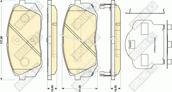 Kit de plaquettes de frein, frein à disque GIRLING 6134619