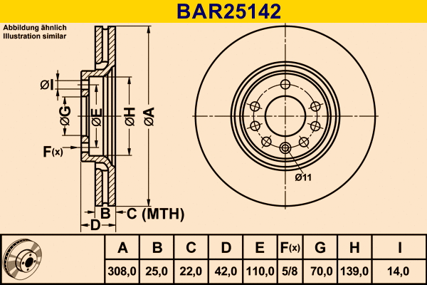 Disque de frein BARUM BAR25142