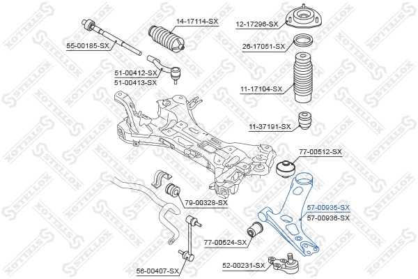 Bras de liaison, suspension de roue STELLOX 57-00935-SX