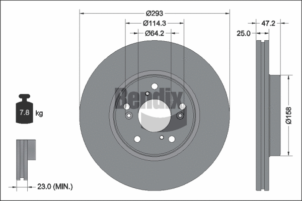 Disque de frein BENDIX Braking BDS2312