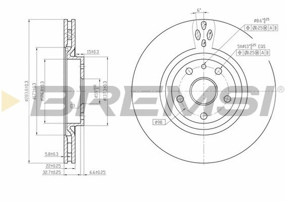 Disque de frein BREMSI CD6797V