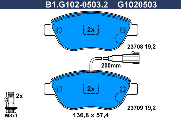 Kit de plaquettes de frein, frein à disque GALFER B1.G102-0503.2