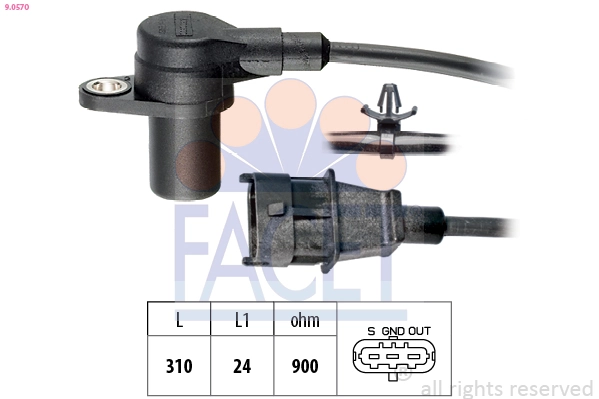 Capteur d'angle, vilebrequin FACET 9.0570