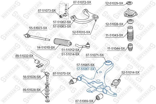 Bras de liaison, suspension de roue STELLOX 57-51067-SX
