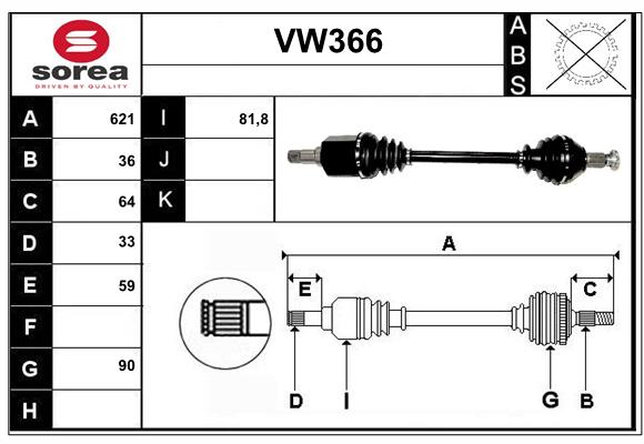 Arbre de transmission SERA VW366