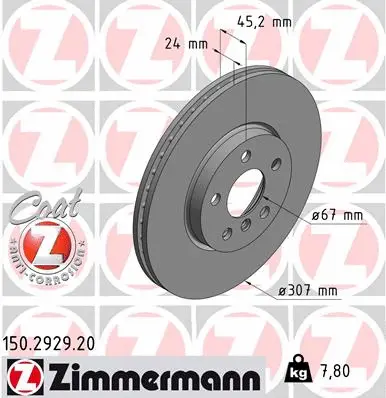 Disque de frein ZIMMERMANN 150.2929.20