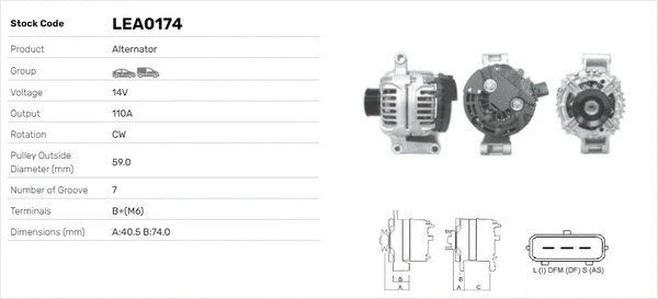 Alternateur LUSA LEA0174