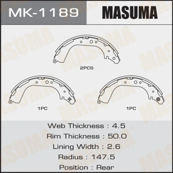 Jeu de mâchoires de frein MASUMA MK-1189