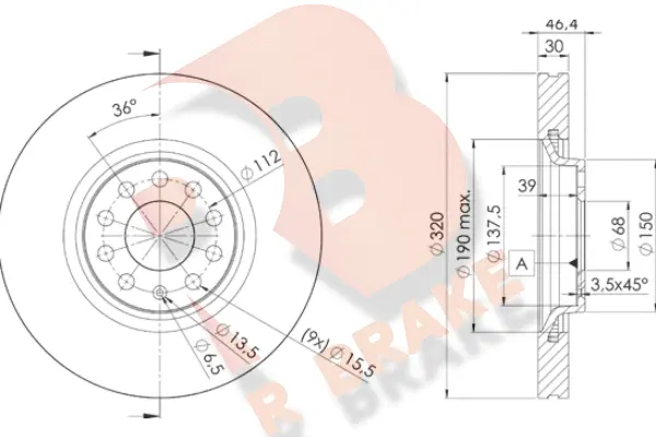 Disque de frein R BRAKE 78RBD23615
