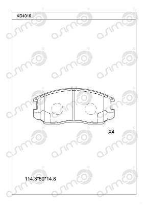 Kit de plaquettes de frein, frein à disque ASIMCO KD4019