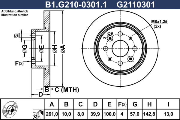 Disque de frein GALFER B1.G210-0301.1