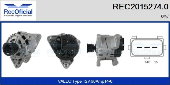 Alternateur RECOFICIAL REC2015274.0