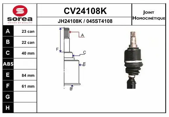 Jeu de joints, arbre de transmission EAI CV24108K