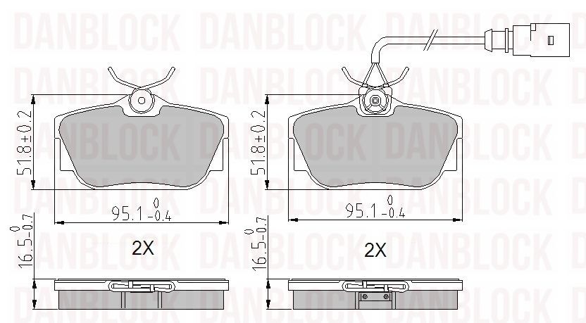Kit de plaquettes de frein, frein à disque DANBLOCK DB 510397