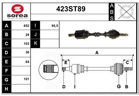 Arbre de transmission STARTCAR 423ST89