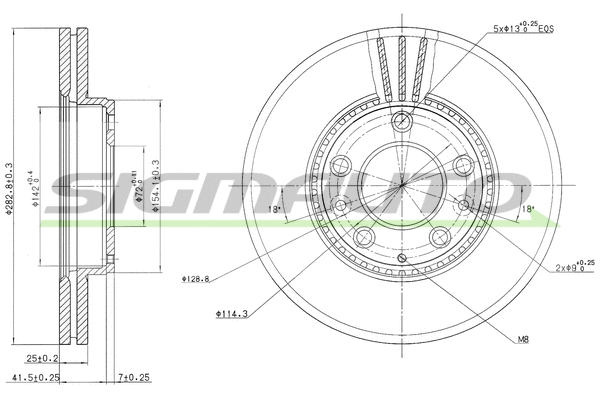 Disque de frein SIGMAUTO DBB210V