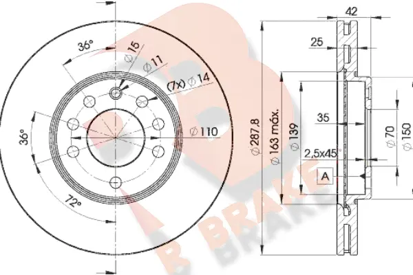 Disque de frein R BRAKE 78RBD29043