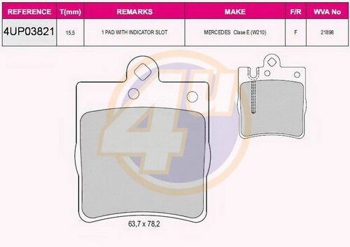 Kit de plaquettes de frein, frein à disque 4u 4UP03821