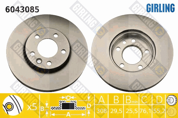 Disque de frein GIRLING 6043085