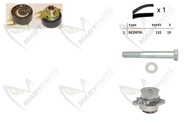 Pompe à eau + kit de courroie crantée MABYPARTS OBKWP0151