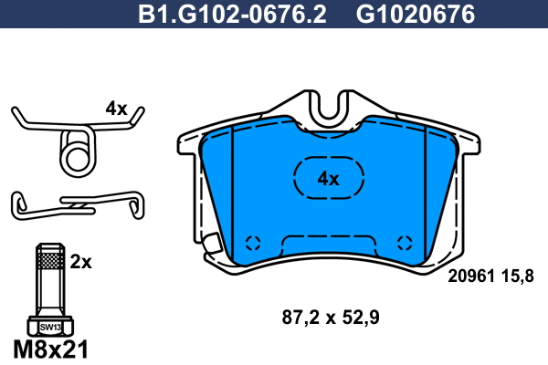 Kit de plaquettes de frein, frein à disque GALFER B1.G102-0676.2