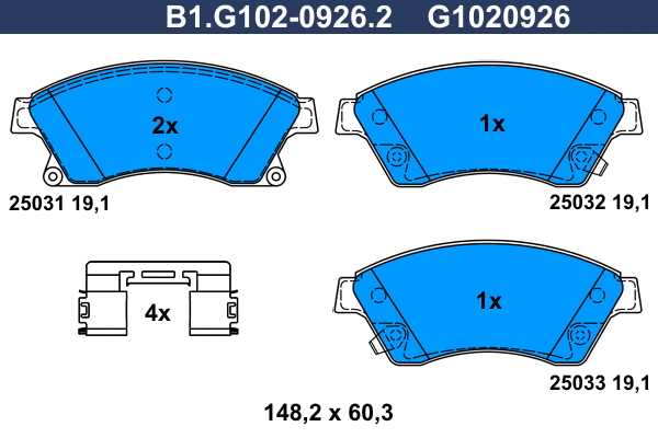 Kit de plaquettes de frein, frein à disque GALFER B1.G102-0926.2