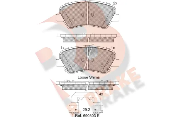 Kit de plaquettes de frein, frein à disque R BRAKE RB2029