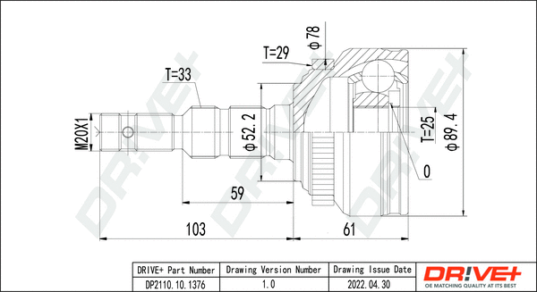 Jeu de joints, arbre de transmission Dr!ve+ DP2110.10.1376