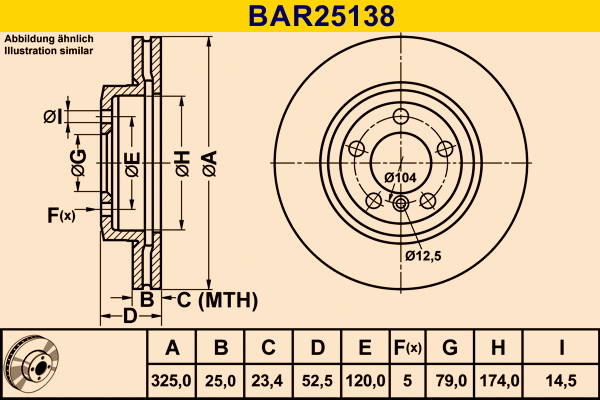 Disque de frein BARUM BAR25138