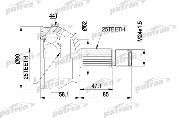 Jeu de joints, arbre de transmission PATRON PCV1110